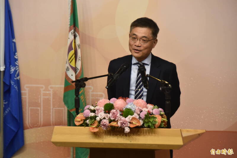 成大校長沈孟儒參加台灣實中籌設處揭牌典禮。（記者吳柏軒攝）