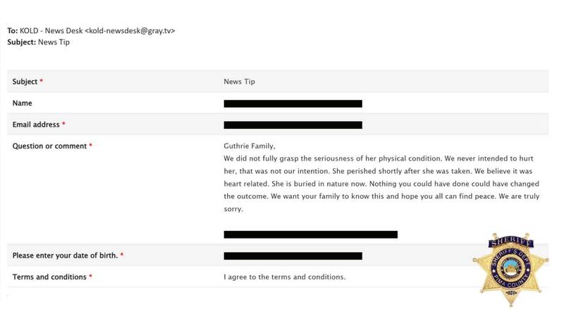 亞利桑那州皮瑪郡（Pima County）警長辦公室今天發布聲明稱，距離綁架案發生已6個月，警方仍在持續搜尋南西，呼籲民眾提供相關線索，並公布2張據稱分別於2月2日及2月6日寄送至當地電視台的疑似勒贖字條。（截自皮馬郡警長辦公室X）