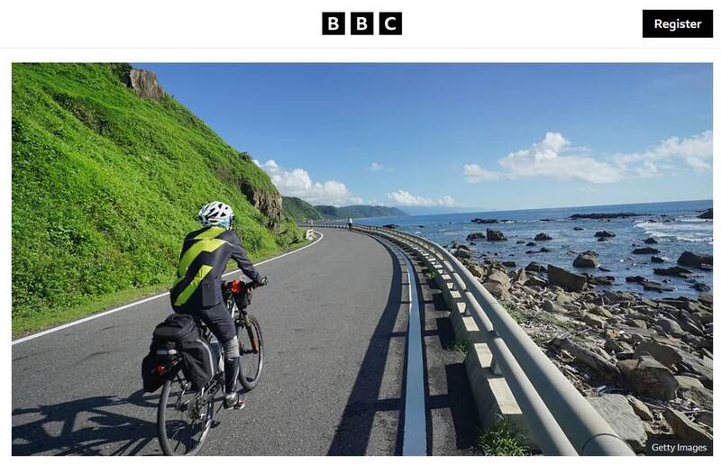 BBC旅遊版網站近日刊登標題為「1000公里環台單車之旅」的文章。（擷自BBC網站）