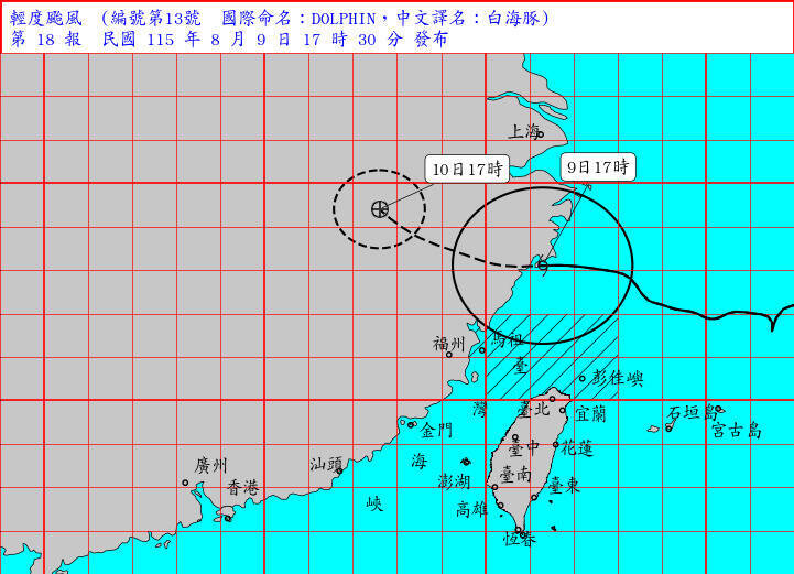 白海豚「瘦身」成輕颱漸遠離 雨區移往中南部防雨彈