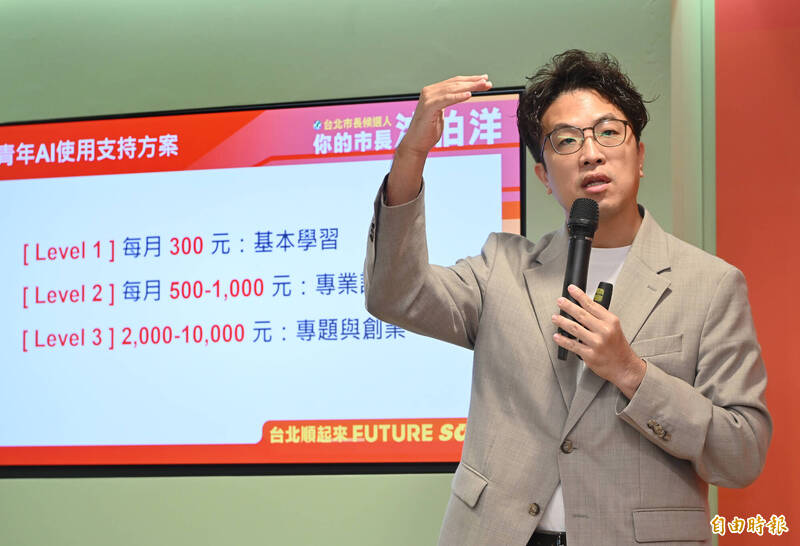 沈伯洋端北市青年3大禮包 AI萬元補助、大學畢業基金50萬