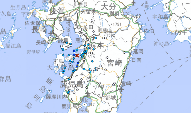 日本熊本規模4.0極淺層地震 最大震度3級