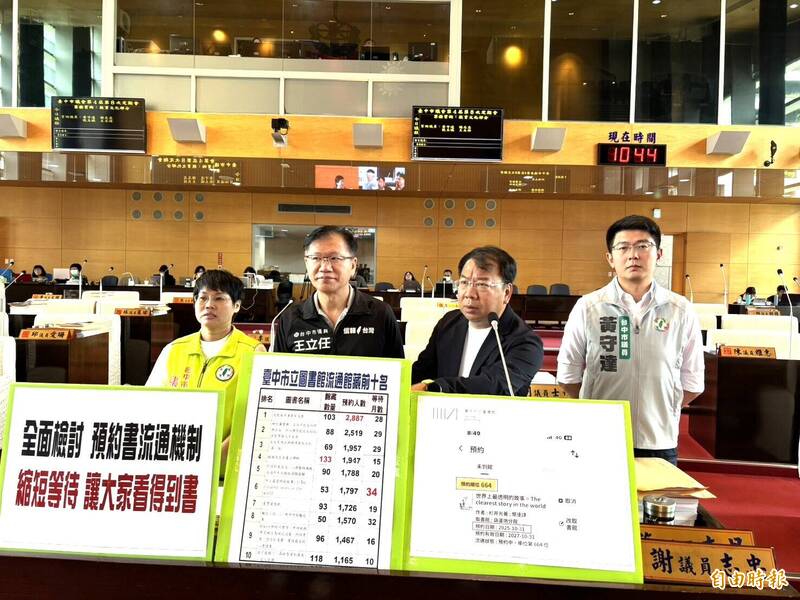 預約台中市圖「這本書」竟要等3年 議員要求檢討熱門館藏流通機制
