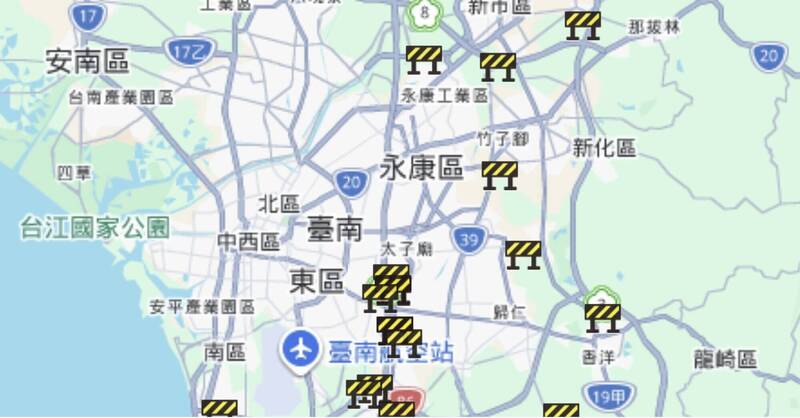 台南豪雨警戒升級 逾20處道路橋梁預警封閉