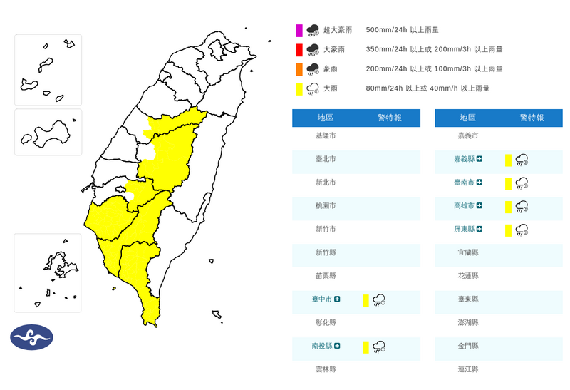 雨彈炸整晚!中南部6縣市慎防大雨