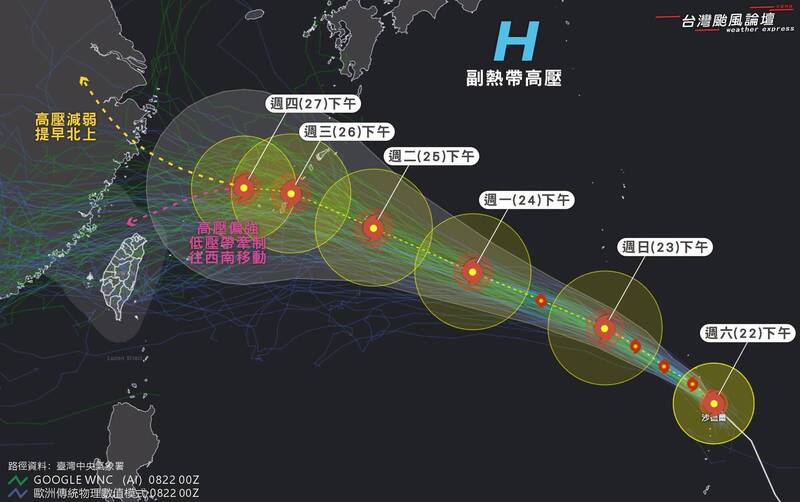 中颱沙德爾最新路徑曝！氣象粉專：朝台灣靠近機率上升