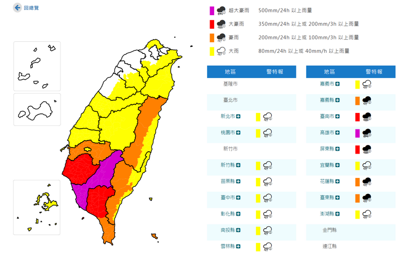 雨彈狂襲南台灣!高雄紫爆升級超大豪雨 17縣市留意豪大雨