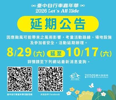台中自行車嘉年華 因颱風延至10/17