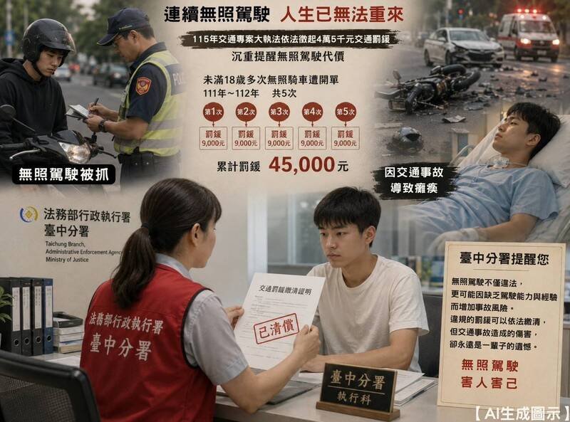 17歲連5次無照騎車欠4.5萬!扣押存款執行驚……車禍癱瘓3年多