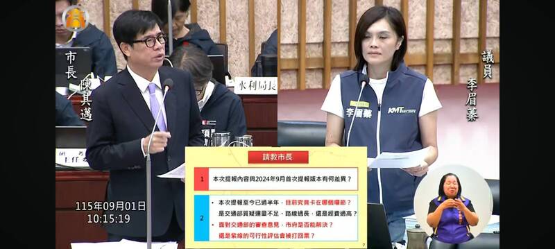 李眉蓁追高捷紫線進度 陳其邁:立院審總預算也要快過