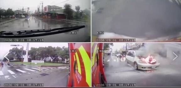 濃煙陣陣!屏科大校門口火燒車 用路人誤以為「普渡燒很旺」