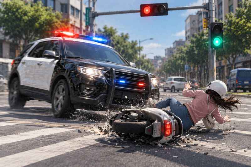 綠燈起步遭警車撞成重度失能! 更一審判女騎士自負6成責任