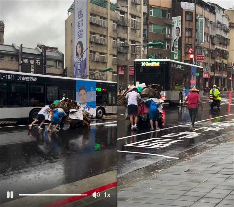 國中生冒雨幫阿伯推回收車 網刷800則留言讚「雨很大心好暖」