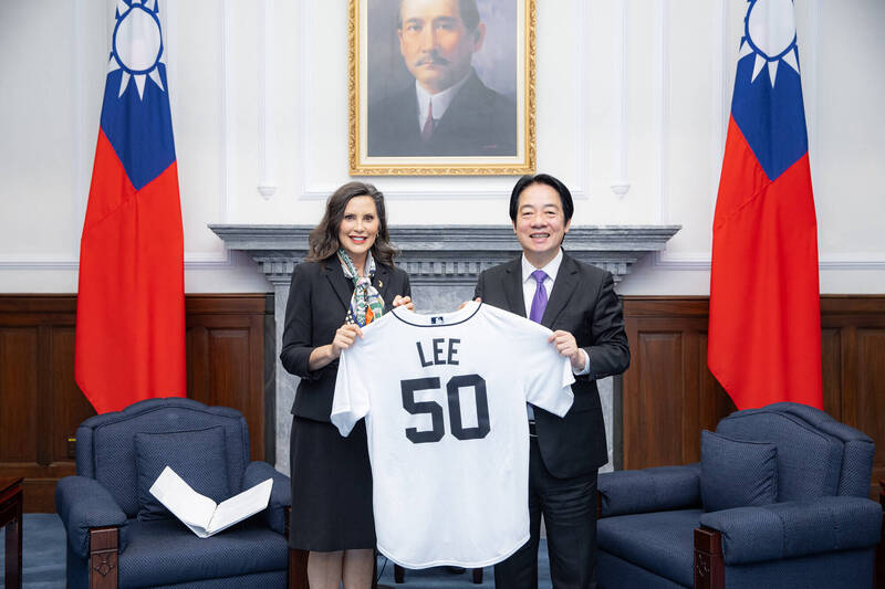 總統賴清德今接見美國密西根州州長魏美桂(Gretchen Whitmer)訪團,感謝魏美桂州長及密西根州議會長期支持台灣及深化台美經貿等領域交流合作。(圖由總統府提供)