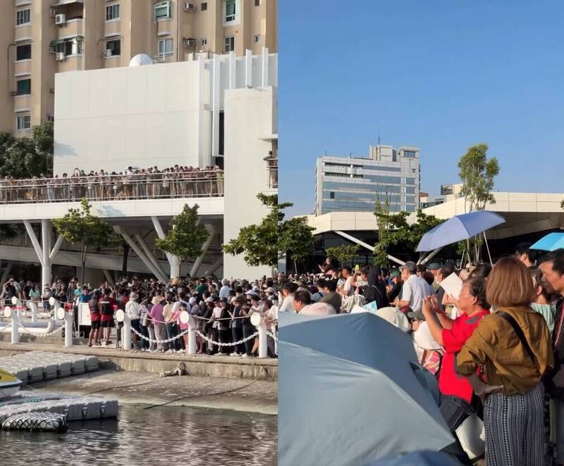 洋流靠港!高雄愛河灣擠爆、看台被淹沒 現場超誇張人潮曝