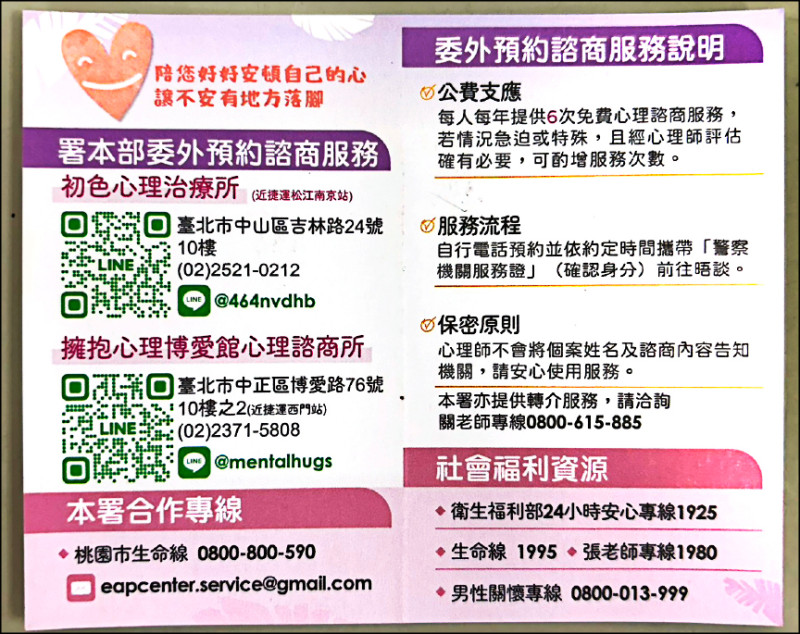 求助諮商 基層警憂標籤化