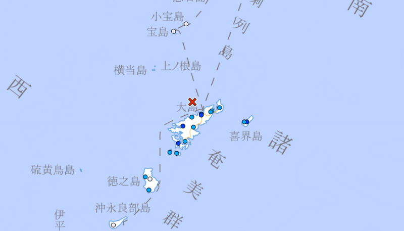 日本鹿兒島海域規模5.0地震 奄美市最大震度3級