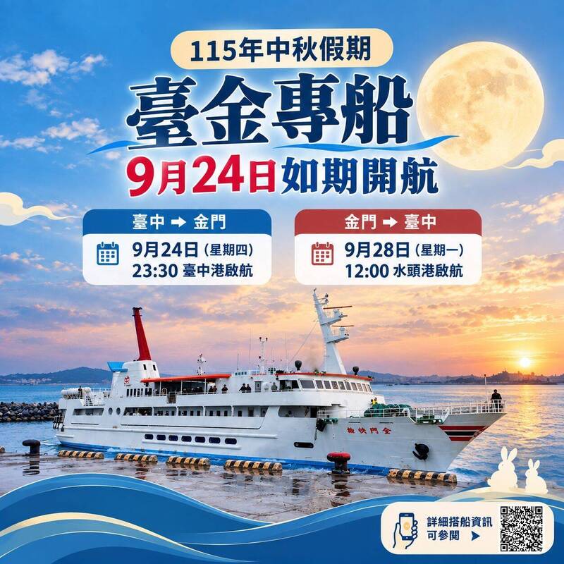 秋節返鄉!「金門快輪」今晚台中港如期啟航