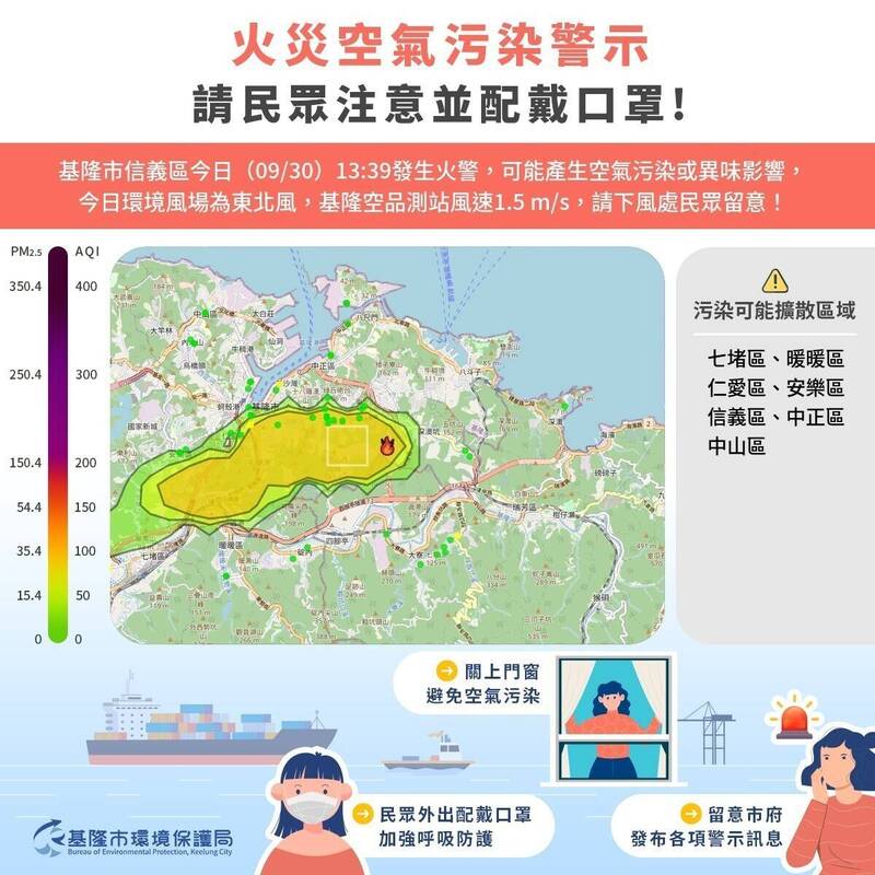 基隆市天外天掩埋場濃煙竄天 7區68里受空污影響