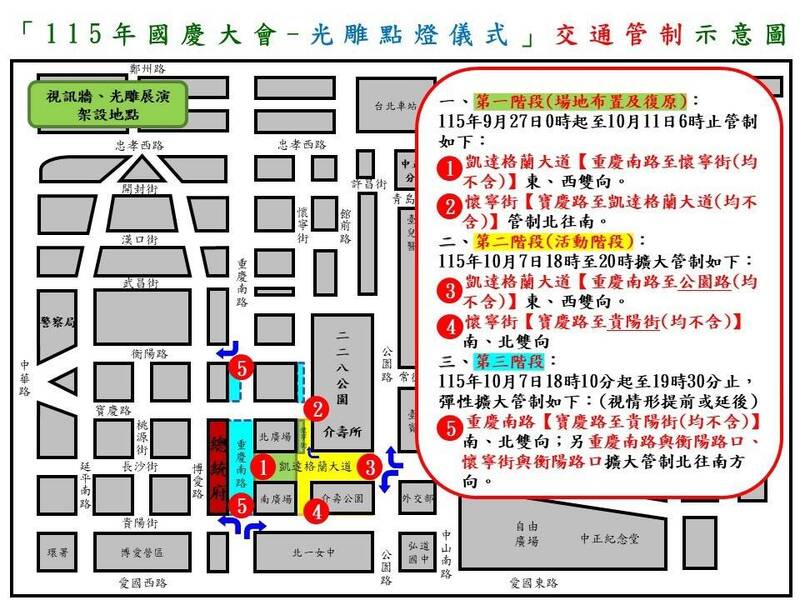 國慶光雕點燈儀式將登場 北市警公布交管措施