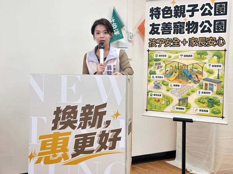 綠台東市長參選人翁聖惠提盤點公園 公開遊具巡檢紀錄