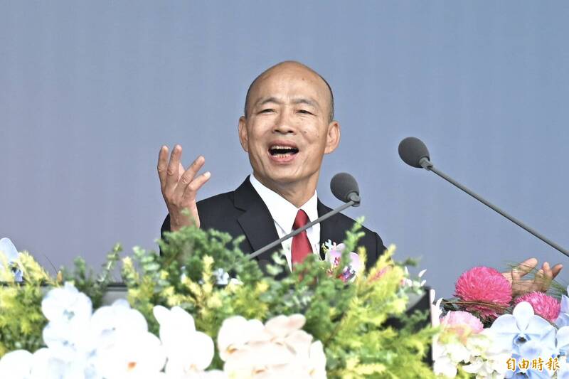 今天的國慶大會上，身為籌備委員會主委的立法院長韓國瑜，竟脫稿謾罵、大潑政治髒水。（記者塗建榮攝）