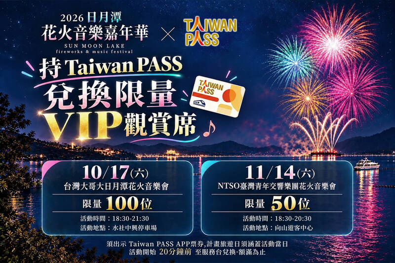 Taiwan PASS半價「加碼2.4萬套」 觀光署:再贈日月潭花火限量VIP席