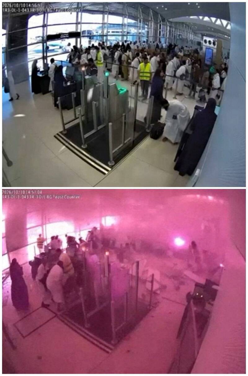 沙烏地首都機場遇襲畫面曝光 天花板碎片砸向朝聖者