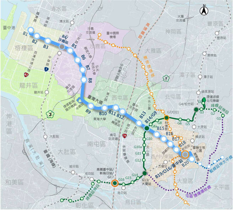 捷運藍線BC11台中港至童綜合醫院 全長2.49公里設3座高架車站