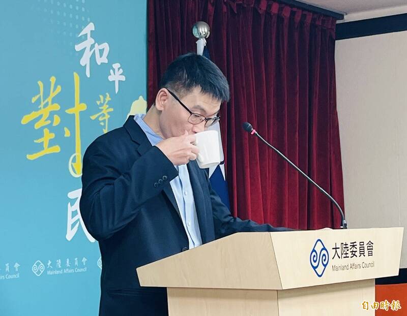 陸委會發言人梁文傑。（記者陳鈺馥攝）