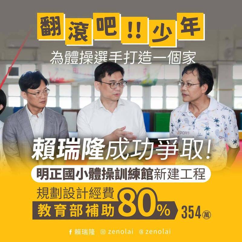 爭取高雄體操訓練館設計經費獲核定 賴瑞隆:翻滾吧少年