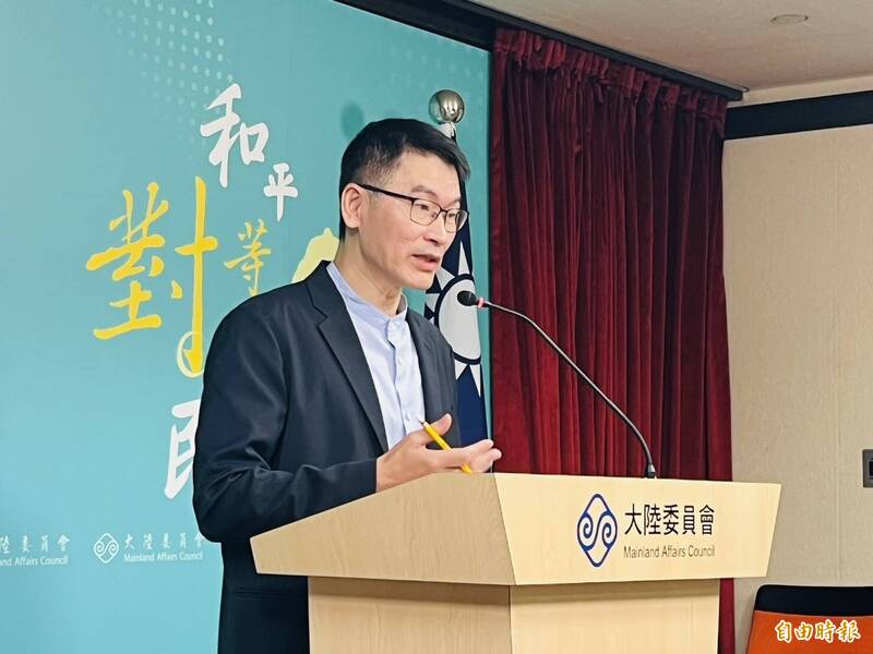 陸委會發言人梁文傑。(記者陳鈺馥攝)