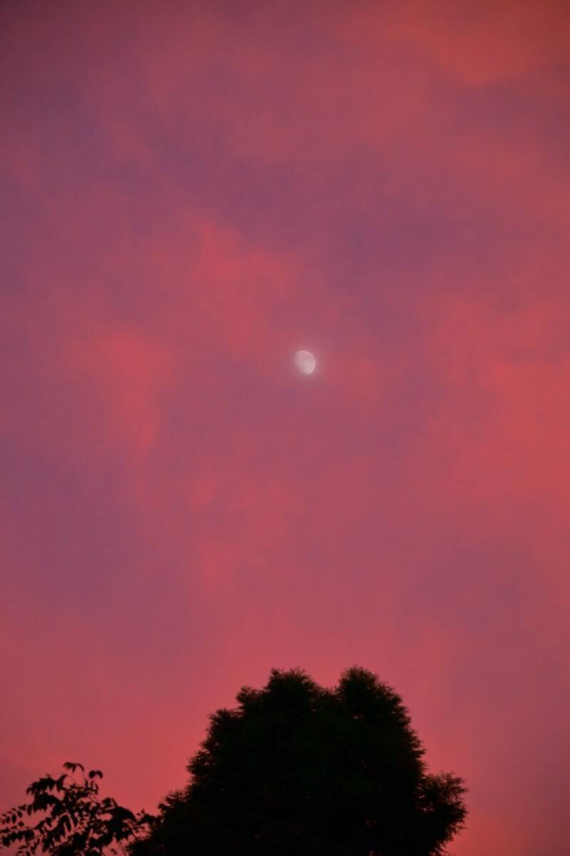 嘉義縣龍銀山步道令人驚嘆的夕陽火燒雲。（圖由黃源明提供）