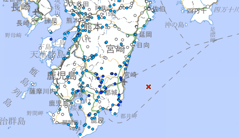 日本宮崎縣外海規模5.3地震 最大震度3級無海嘯風險