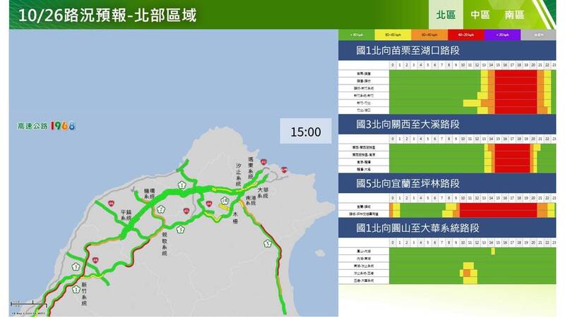 光復連假收假日下午國道11路段車多 國5宜蘭到坪林恐塞至深夜