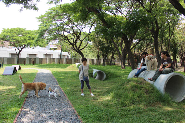 公園除了是狗狗的交友之處，也是狗主人交流養狗心得的園地。