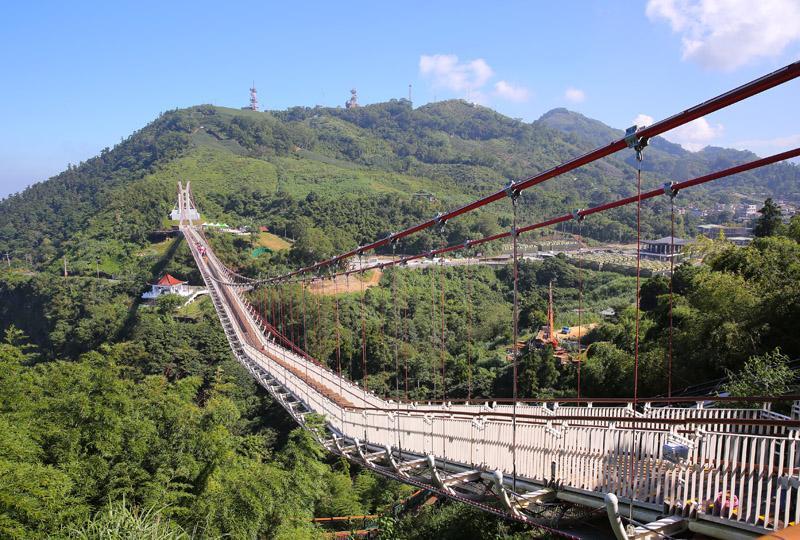 踏上太平雲梯遠眺美景，再接著走入步道認識太平自然生態。（記者潘自強／攝影）