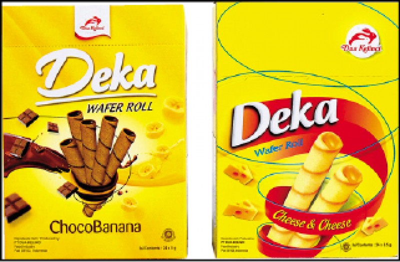 DEKA Wafer Roll（右起為Cheese & Cheese 起司捲心酥、Choco Banana 巧克力香蕉捲心酥）／70元（包）（記者李惠洲／攝影）