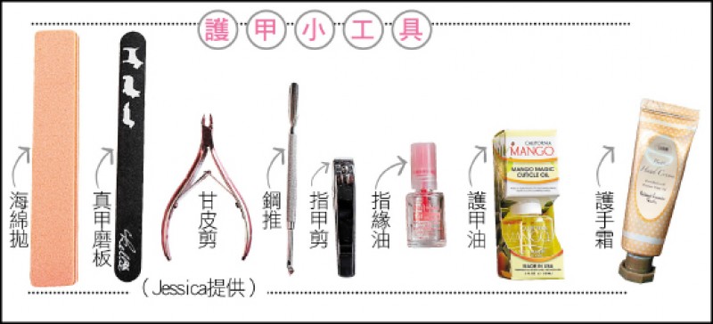 在家自己保養指甲，可以用護甲小工具來協助。（圖片提供／Jessica）