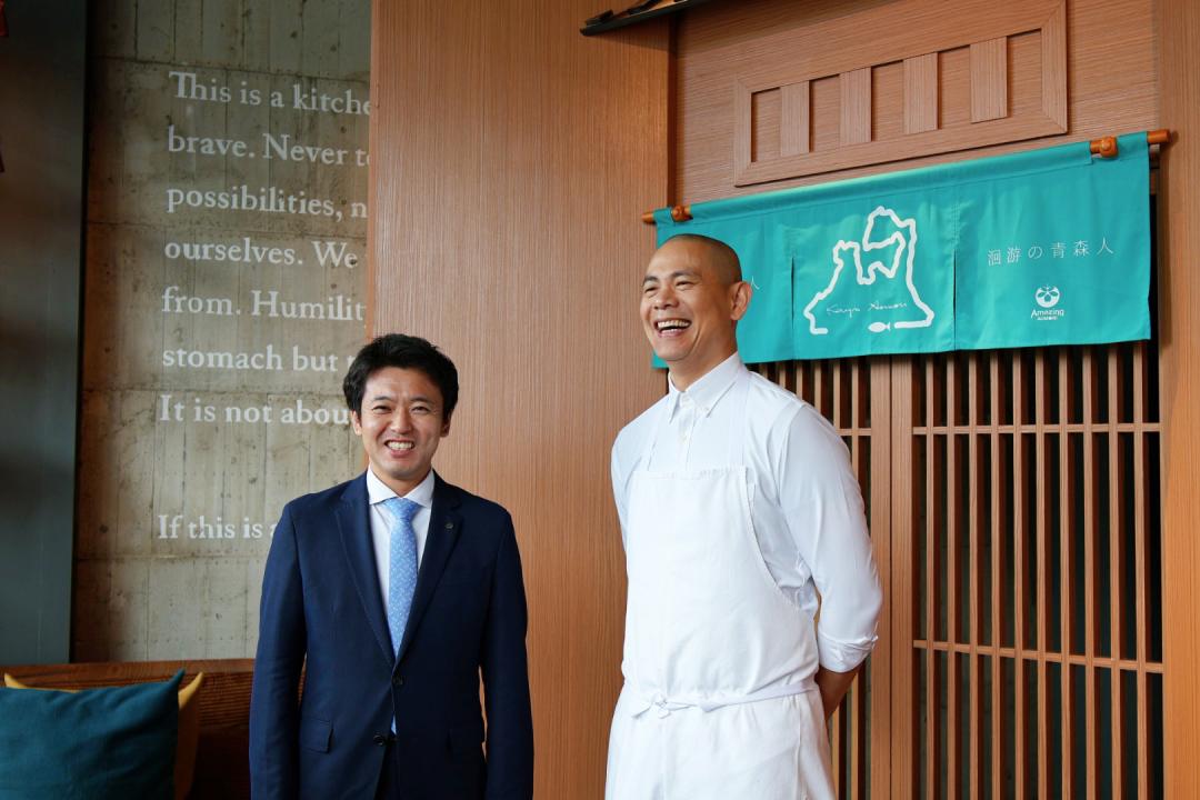 RAW「青森週」正式開跑！圖左為青森知事 宮下宗一郎，圖右為主廚江振誠。（記者郭宣暄攝）
