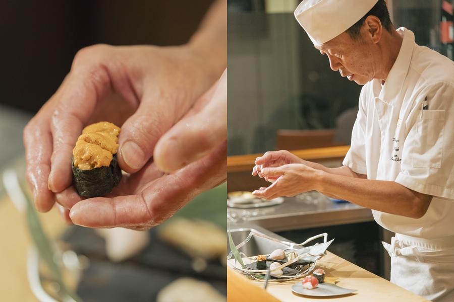 山里日本料理長瀨剛副料理長，精心捏製秋月饗宴壽司套餐。（圖／能作NOUSAKU提供）