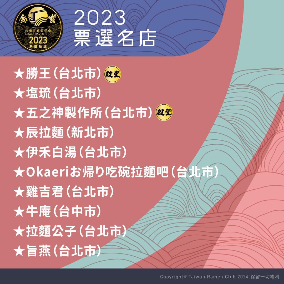 台灣拉麵愛好會公布2023「年度人氣拉麵店」TOP 10。（圖／台灣拉麵愛好會提供）