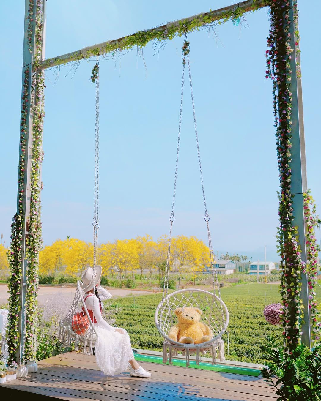 隱藏在「南投加油站」的免費賞花秘境！黃花風鈴木、粉紫麝香木夢幻同框