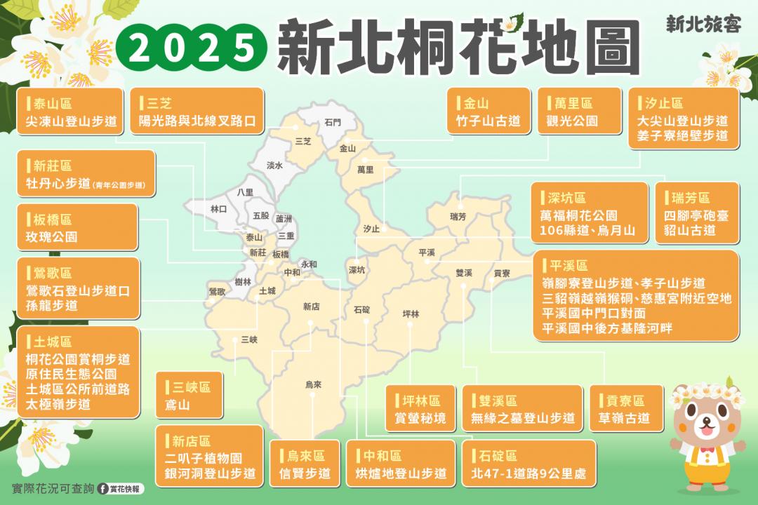 2025新北桐花地圖公開。（圖／翻攝自新北旅客FB）