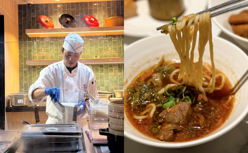 現點現做區域提供「沙茶牛肉麵」。（圖／記者郭宣暄攝）