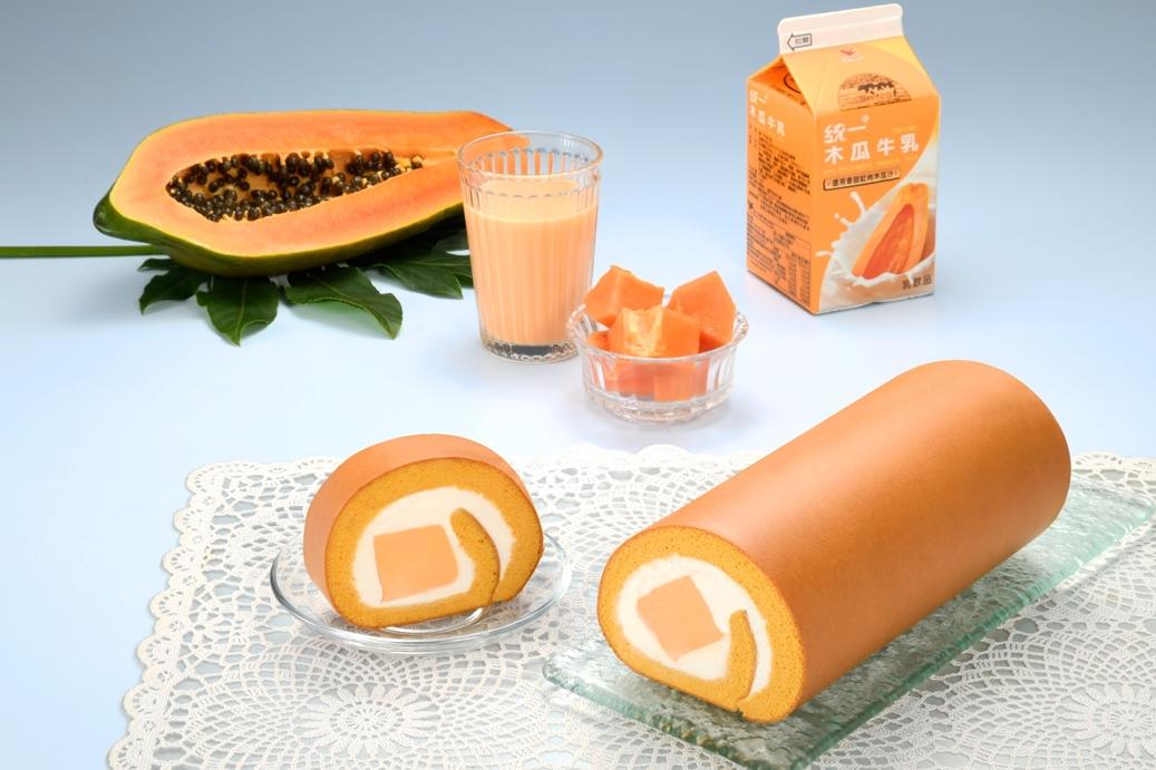 亞尼克攜手統一木瓜牛乳打造全新「木瓜牛乳生乳捲」，420元(18cm)/380元(12cm獨享捲)。（圖／品牌提供）