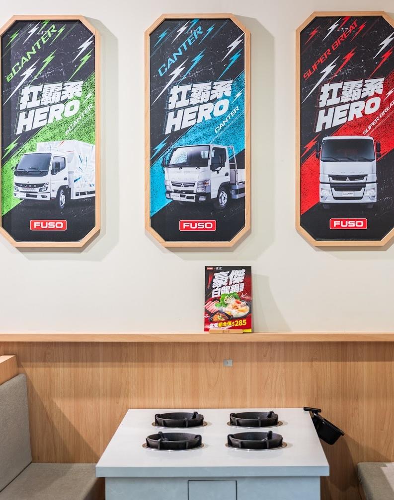 「FUSO 扛霸主題店」以2D潮流漫畫風格融入品牌及「扛霸系 HERO」英雄元素。（圖／DTAT提供）