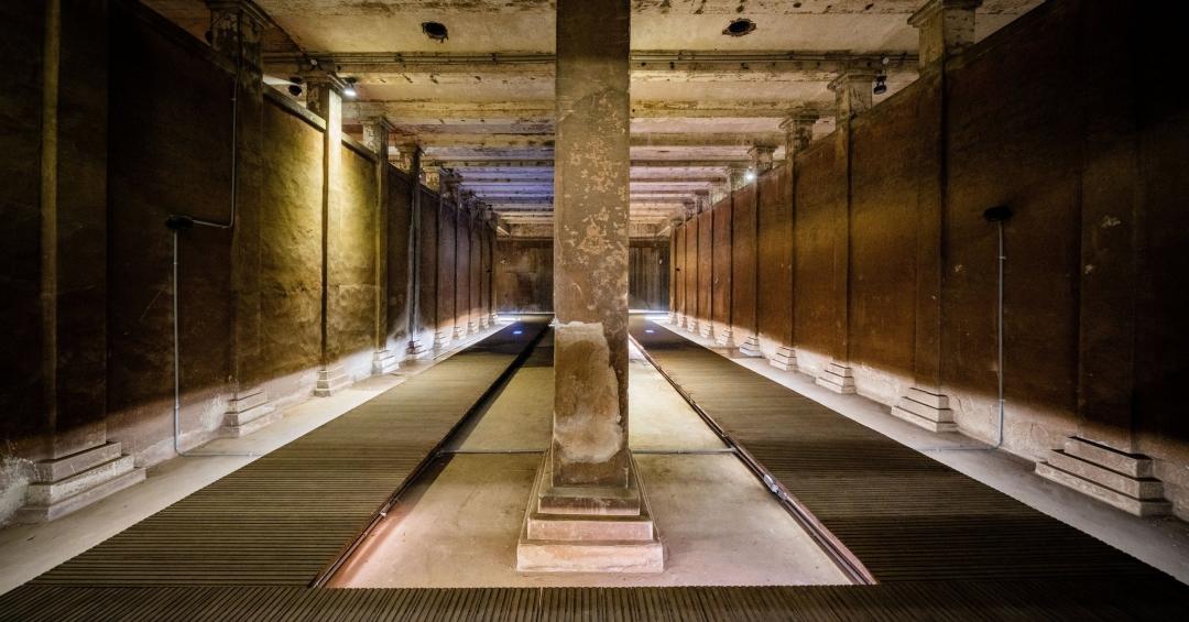 觀音山蓄水池是超過百年歷史的蓄水池，因建築特色⼜名「地下⽔宮殿」。（圖／翻攝自自來水園區FB）