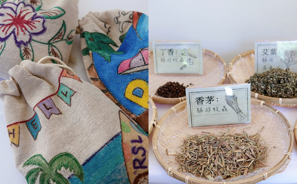 「手作草本防蚊包」於下午3點至3點50分開放免費體驗，每場30人。（圖／記者郭宣暄攝）