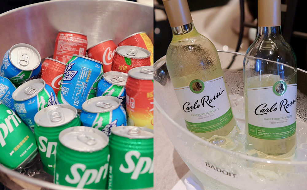 午後品嘗紅白酒與多款軟性飲料，格外解渴放鬆。（圖／記者郭宣暄攝）
